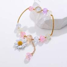 1 Pc Daisy Elastic Bracelet With Colorful Bead, Cute Sunflower Friend Gift, Student Accessory