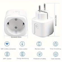 2PCS Zigbee Remote Control Mini Radio Socket, Smart Socket Power Monitoring, Voice Control Compatible With Alexa And Devices - EU F Type Plug(220-240V) - View 1