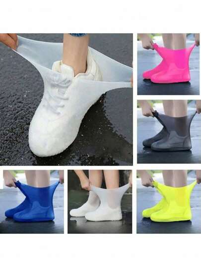 1 Pair/2 Pairs Reusable Waterproof Anti-Slip Latex Shoe Covers, Effective Rain Protection, Suitable For Outdoor, Rainy Days, Beaches, Travels (Fits Size 37-45). Available In Multiple Colors.,Cute Stuff