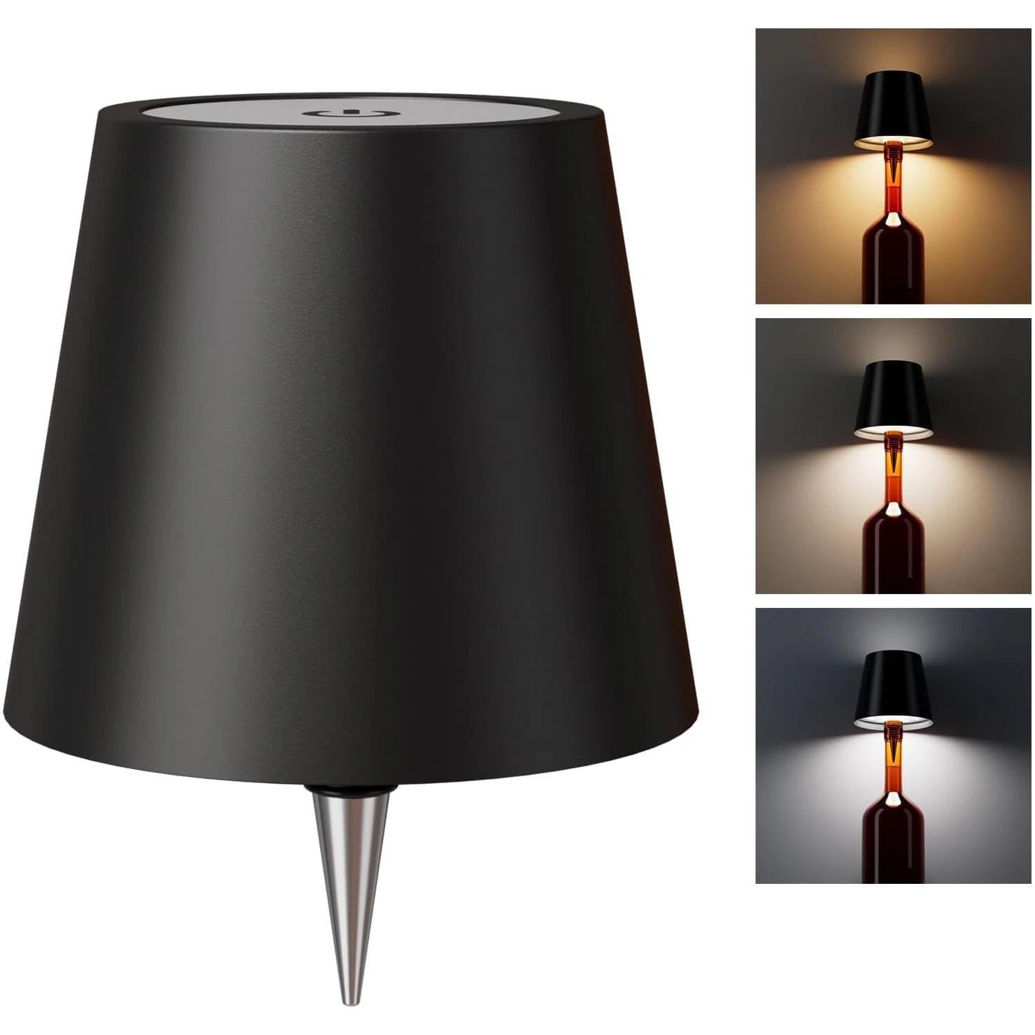 Led Creative Recessed Wine Bottle Lamp Decorative Wine Bottle Table Lamp Wireless Wine Bottle Lamp With 3 Color Temperature Rechargeable Wine Bottle Lamp For Restaurant/Bar/Bedroom/Dining Room Wireless Lights - Black - View 1