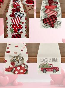 1 件情人节红玫瑰和心形桌旗、派对装饰、餐厅婚礼仪式装饰 - 彩色 - 查看 2