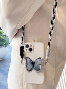 1 件尼龙手机皮套，带绑带，蝴蝶泰迪熊手机皮套，斜挎包带，手机挂绳，背夹绳，适合送给母亲、家人、朋友、生日、节日的礼物，手机挂饰，手机链 - 彩色 - 查看 2