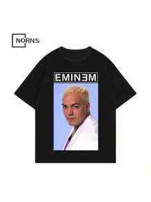 Eminem Men's T-Shirt Unisex Music Oversized Black Shirt Streetwear Hip-Hop T-Shirt - màu đen - Xem 1