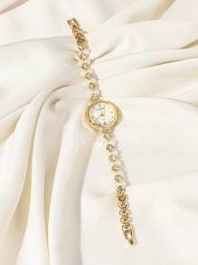 An Elegant And Cute Pearl Bracelet Watch, Fashion Accessories, Vintage Luxury Watch For Women, Suitable For Daily, Back To School Season, Birthday Gifts, Party Dates