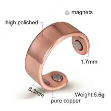 Pure Copper Magnetic Rings For Men Health Energy Finger Open Cuff Adjustable Jewelry High Magnet Resizable - Red - View 13