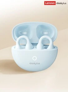 Lenovo 联想 LP25 蓝牙耳机，耳夹式运动耳塞，蓝牙 5.4，ENC 通话降噪，定向音频，长效电池续航，智能触控，无线耳机兼容 Apple、Android、平板电脑 - 藍色 - 查看 3