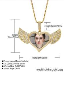 Customized Love Wings Private Photo Pendant Memory Photo Necklace, Personalized Creative Hip Hop Pendant, Birthday Gifts For Boys And Girls Back To School Winter Gift Ideas Boy Girl Valentine's Day