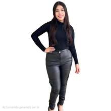 Straight Cut Pants, Vinyl Type, Wide Leg Leggings, Cargo Pockets - Black - View 1