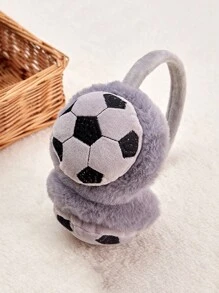 1 件儿童足球风格毛绒耳套，户外冬季耳罩，防寒 - 足球 - 查看 8