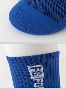 1 Pair Non-Slip Dot Grip Compression Soccer Socks, Breathable Professional Match Sports Socks, Thick Terry Lining, Unisex