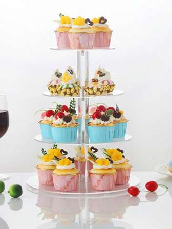 Round Acrylic Cake Stand Display Rack, Multi-Tier Dessert Food Display Stand For Wedding, Birthday Party