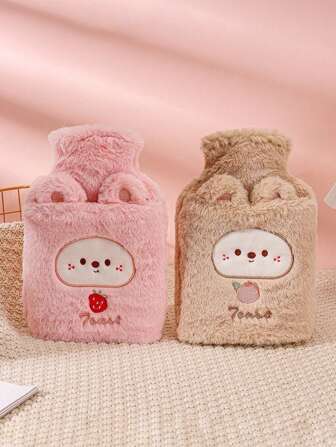 1pc New Cute Hot Water Bag, Thickened Explosion-Proof Hand Warmer With Water Injection, Hot Compress On The Stomach, Plush And Cute, Removable And Washable, Hand Warmer Bag