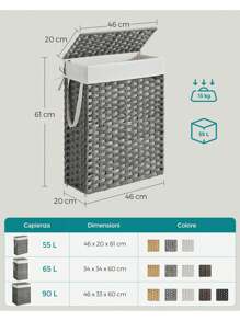 SONGMICS Laundry Baskets - Xám - Xem 4