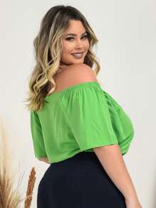 Women's Plus Size  Blouse - Verde Lima - Ver 2