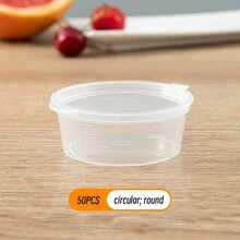 50 hộp đựng nước sốt thực phẩm trong suốt 50ml có nắp, cốc nhựa dùng một lần, thích hợp cho nhà bếp, nhà hàng, v.v. - Nhiều màu - Xem 5