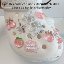 14 Stück DIY Hase - Niedliche rosa Wolken, Erdbeeren und austauschbare abnehmbare Schuhclips Schuhanhänger Set