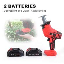 24V Cordless Reciprocating Saw Electric Saber Saw +2 Battery &Charger +8 Blades,Garden Tools