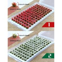 104 件/盒树脂迷你人造花簇模型，模拟静态小花植物景观套件，带人造草、苔藓和 DIY 功能，适用于火车场景、铁路、万圣节和圣诞节 - 彩色 - 查看 10