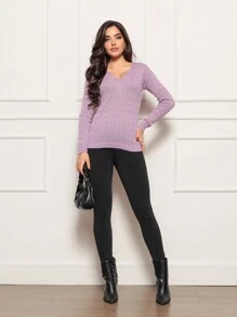 Women's Knitted Sweater - Màu đỏ tím - Xem 1