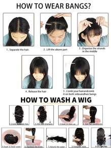 3 股编织假发，带刘海，黑色和棕色合成轻盈刘海假发，款式优雅，耐热纤维，易于使用，适合女性，所有种族 - 彩色 - 查看 11