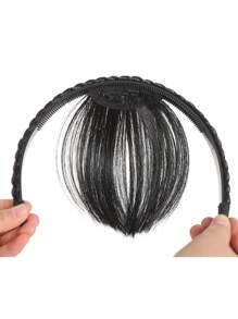 3 股编织假发，带刘海，黑色和棕色合成轻盈刘海假发，款式优雅，耐热纤维，易于使用，适合女性，所有种族 - 彩色 - 查看 8