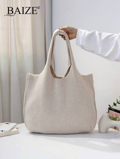 ENBEI حقيبة كتف مُحاكة للنساء والفتيات، ذات سعة كبيرة، مزينة بالزهور، حقيبة تسوق محبوكة، حقيبة كروشيه للنساء، مثالية للاستخدام في الشاطئ والعطلات، تتناسب مع إكسسوارات الشاطئ للنساء، أحدث حقائب الشاطئ للنساء، لوازم الشاطئ، حقيبة عطلات جديدة، حقيبة عيد الميلاد