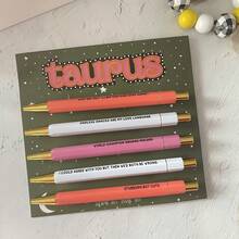 12 Pcs/Set Zodiac Sign Ballpoint Pen Set, Unique Pressing Design, Black Ink, Interesting Paper Card Pens, Suitable For Creative Writing, Art Expression And Daily Use, Gift For Friends