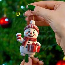 2D Classic Acrylic Christmas Ornament Santa Snowman With Gift Box Perfect For Christmas Tree Decorating