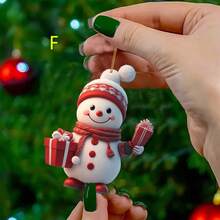 2D Classic Acrylic Christmas Ornament Santa Snowman With Gift Box Perfect For Christmas Tree Decorating