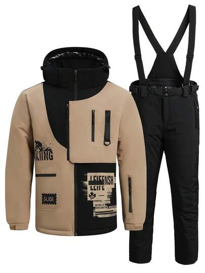 2 pezzi/Set Tuta sportiva e da esterno stile boyfriend, Tuta sportiva e da intrattenimento professionale stile boyfriend, Giacca e pantaloni da sci stile boyfriend HX518-1 Completi da sci