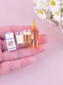 Set de 10 charms de resina de estilo de moda variado de bebida, leche, alcohol, cerveza para hacer joyas DIY para mujeres