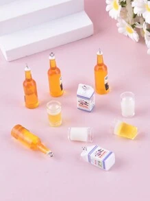 Set de 10 charms de resina de estilo de moda variado de bebida, leche, alcohol, cerveza para hacer joyas DIY para mujeres