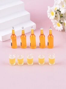 Set de 10 charms de resina de estilo de moda variado de bebida, leche, alcohol, cerveza para hacer joyas DIY para mujeres