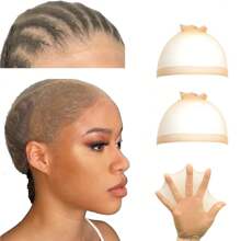 2入組hd假髮帽薄而透明的hd假髮帽襪帽隱形假髮帽薄尼龍帽hd假髮帽,為女性蕾絲前假髮配件禿頭假髮帽,薄而透明 - 無色 - 查看 1