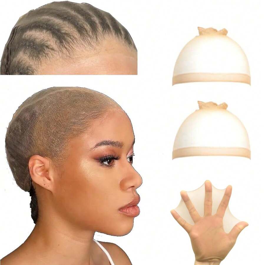 2入組hd假髮帽薄而透明的hd假髮帽襪帽隱形假髮帽薄尼龍帽hd假髮帽,為女性蕾絲前假髮配件禿頭假髮帽,薄而透明 - 無色 - 查看 1