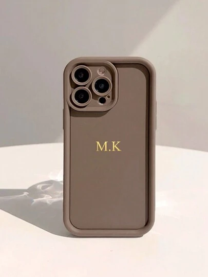 1pc Customized Matte Full Coverage Phone Case, Personalized Letter Name, Retro Solid Color Couple Phone Case,2025 Halloween Accessories,Stylish,Colorful,Vintage,Cute,Contracted,Funny,Custom,Personalized,Unique,Customized,Ideal Gifts For Him,Ideal Gifts For Her,Boyfriend,Girlfriend,Family,Friends,Grandparents,Couple,For Anniversaries,For Birthdays,Phone Cases,Cell Phones & Accessories