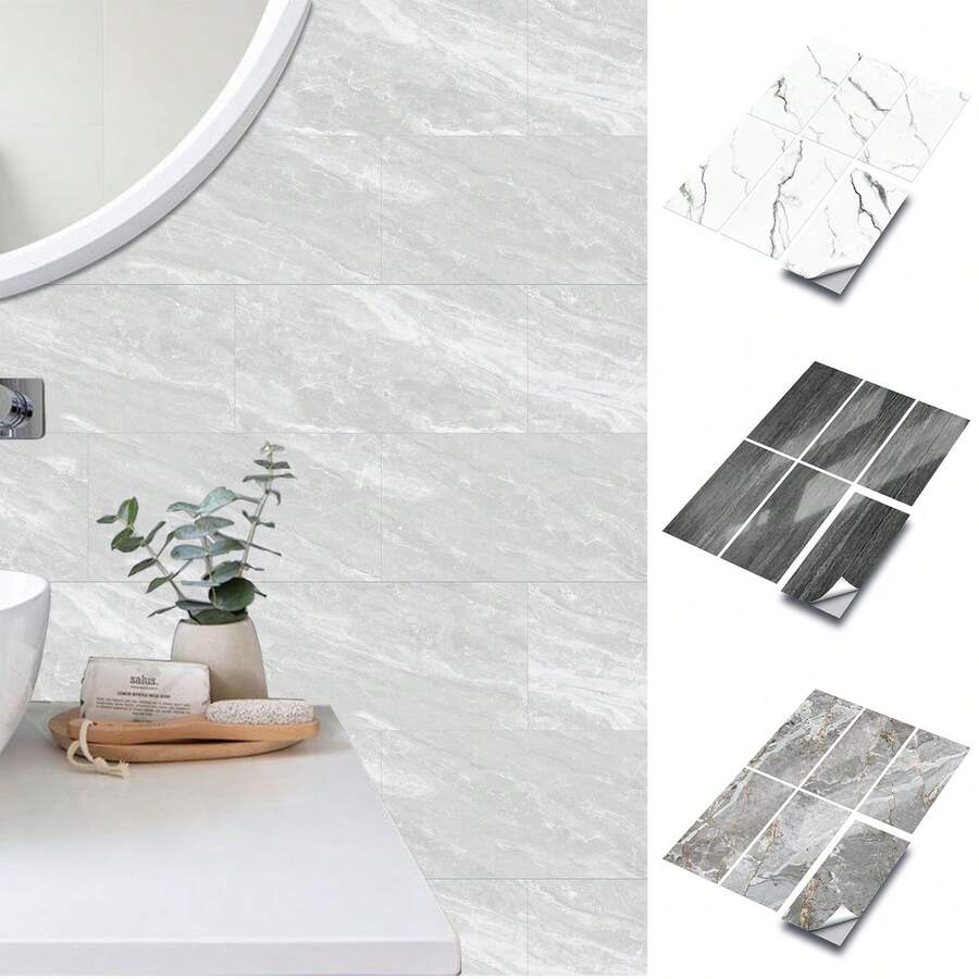 6PCS Vintage Marble 3D Tiles Kitchen Oil-Resistant Heat-Resistant Stickers Self-Adhesive Waterproof Wear-Resistant Stain-Resistant Home Renovation Beautification Stickers Peel And Stick,11.81x5.91inch Gifts Birthday Graduation Room Decor Home Decor Wall Decor Bathroom Decor Bedroom Decor Room Decoration Stuff Living Room Decor House Decor Home Decor Living Room Wall Paper Wallpaper Wall Stickers Wall Sticker - Multicolor - View 1