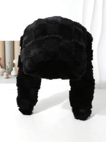 1 件女士独特设计师可爱兔耳菱形渐变蓬松帽，仿皮草帽，针织帽，时尚百搭大头围讨人喜欢的无檐小帽，秋冬 - A - 查看 12