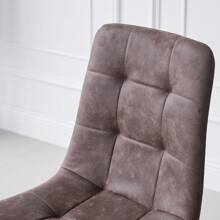 Fax Leather Dining Chairs Set Of 4 - Modern Kitchen Chairs With Metal Legs, Dinner Chair With Upholstered Cushion Seat & Square-Patterned Backrest For Dining Living Room, Bedroom, Brown