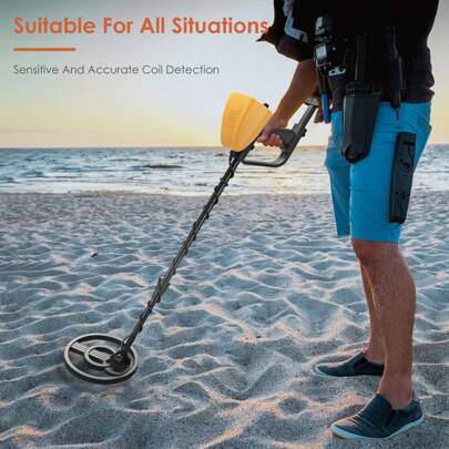 1-Satz hoher Genauigkeit wasserdichter Metalldetektor mit LCD-Anzeige, Diskriminierung, Alle Metall-Pinpoint-Modi, 7.5-Zoll-Suchspule für Erwachsene, Erweiterte Metalldetektionsausrüstung (schwarz)
