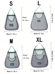 1 قطعة حقيبة شبكية قابلة للنقل للتخزين والحفاظ على الثوم والزنجبيل، حقيبة مطبخ قابلة لإعادة الاستخدام مع علامة مطبوعة للزخرفة