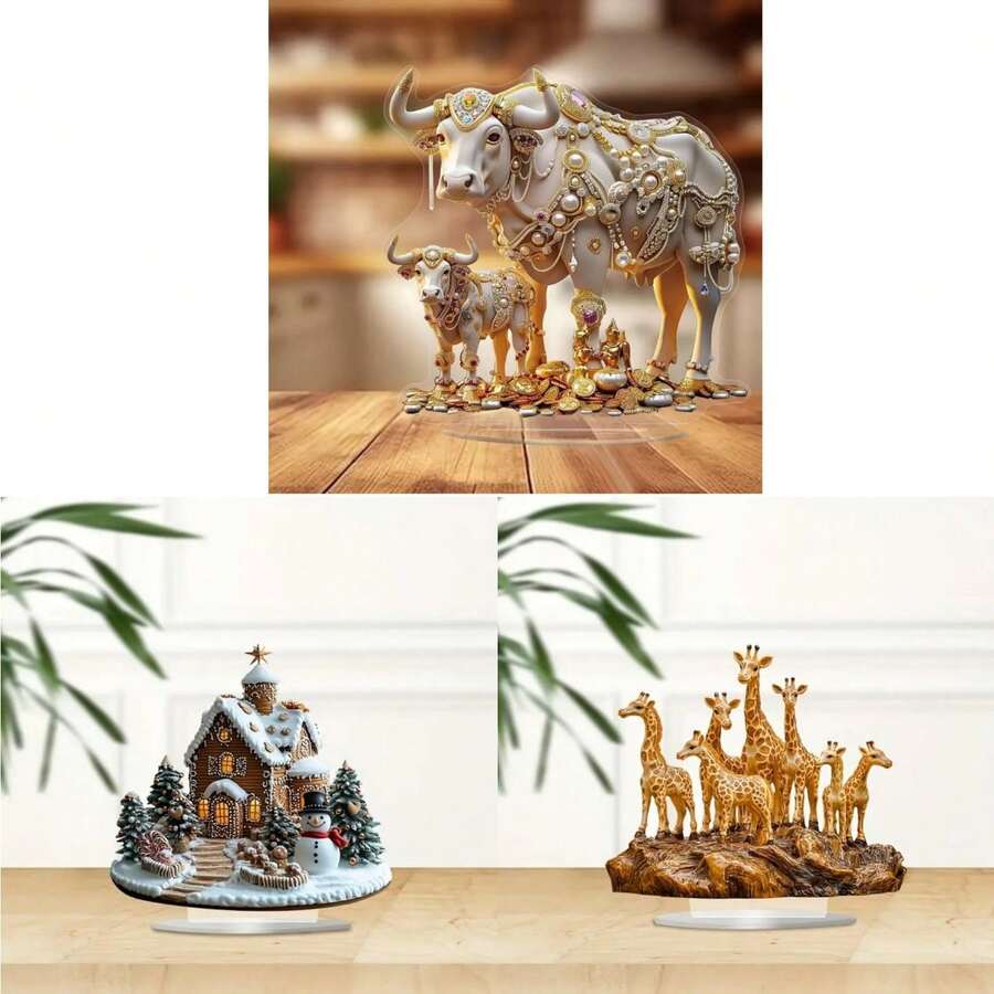 1pc Nhà & Ông già Noel Acrylic Trang trí, Đồ trang trí để bàn Thích hợp cho Phòng khách & Phòng ngủ, Quà tặng ngày lễ - Nhiều màu - Xem 1