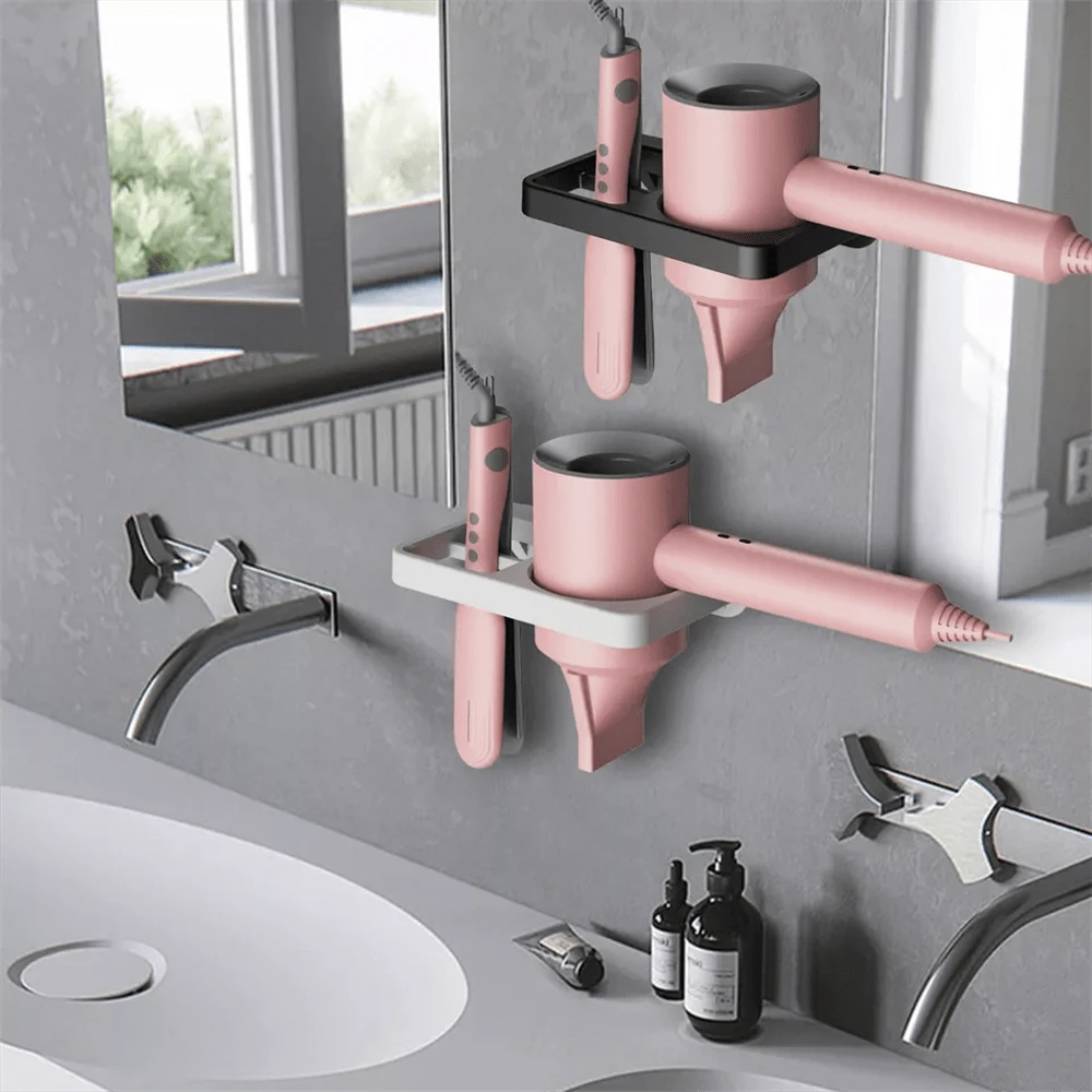 Bathroom Hair Dryer Wall Rack Straightener Holder Shelf Storage Organizer - Multicolor - View 1