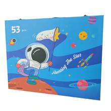 Children's Painting Case Child Pencil Case 53 Pieces Pen Paint Colored Pencil Brush Drawing Painting Fun Leisure Creativity Entertainment - 藍色 - 查看 6