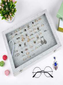 1pc 11/100 Slot Ring Jewelry Box With Lid, Earring Jewelry Tray, Minimalist Velvet Ring Jewelry Box, Jewelry Box, Earring Jewelry Storage Box, Dust-Proof Jewelry Display Box, Jewelry Display Dust-Proof Box, Back To School Gift For Her - Multicolor - View 9