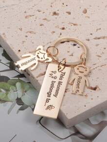 定制 2 个名字钥匙扣，男孩和女孩图案，情侣和最好的朋友个性化钥匙扣，定制 2 个名字，情人节、生日、周年纪念日、圣诞节、家庭、高端礼物的个性化礼物 - 款式1 - 查看 4