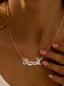 Cá nhân hóa Nai sừng tấm bằng thép không gỉ với mặt dây chuyền trái tim Vòng cổ tên tùy chỉnh dành cho phụ nữ Mẹ cô ấy Chị em gái Ngày của mẹ Số ký tự 1-12 cho vòng cổ tên tùy chỉnh Ngày lễ tình nhân, sinh nhật, kỷ niệm Lễ tốt nghiệp Quà tặng cao cấp - Bạc - Xem 3