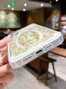基督教手机壳耶稣 1 件圣母玛利亚天使玫瑰金渐变设计透明防滑软手机壳兼容 iPhone 11/12/13/14/15/16 Pro Max - 彩色 - 查看 4