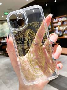 基督教手机壳耶稣 1 件圣母玛利亚天使玫瑰金渐变设计透明防滑软手机壳兼容 iPhone 11/12/13/14/15/16 Pro Max - 彩色 - 查看 2