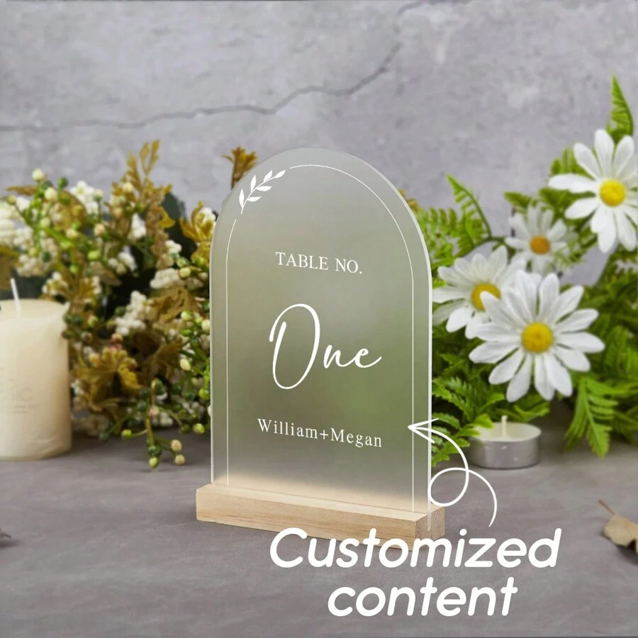 Leaves Table Tag, Nameplates, Wedding Table Tags, Acrylic Arch Table Tags, Minimalist Modern Wedding Signs, Wedding Decor, Personalized Minimalist Wedding Signs, Elegant Modern Wedding Decorations, Minimalist Wedding Table Numbers, Acrylic Wedding Table Numbers, Wedding Table Signs, For Wedding Table Decorations, Multi-Functional, Anti-Mold, Kitchen, Garden, For Birthdays, Wedding Essentials, Warm Ambience, Home & Living, Customized Wedding Crafts - Multicolor - View 1